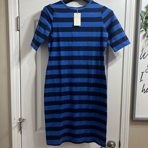 A New day Women's Blue And Black Striped Dress, Size Medium,‎ Soft & Stretchy